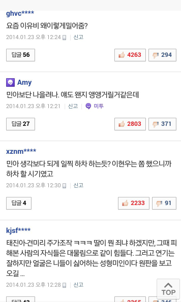 2014년 이유비 기사와 엑소 멤버들 기사 댓글들 차이.jpg | 인스티즈