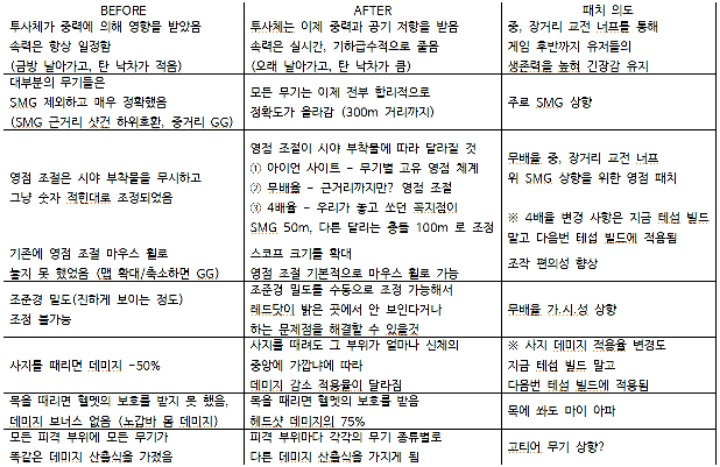 배틀그라운드 테스트서버 1.0 대규모 패치 시행 | 인스티즈