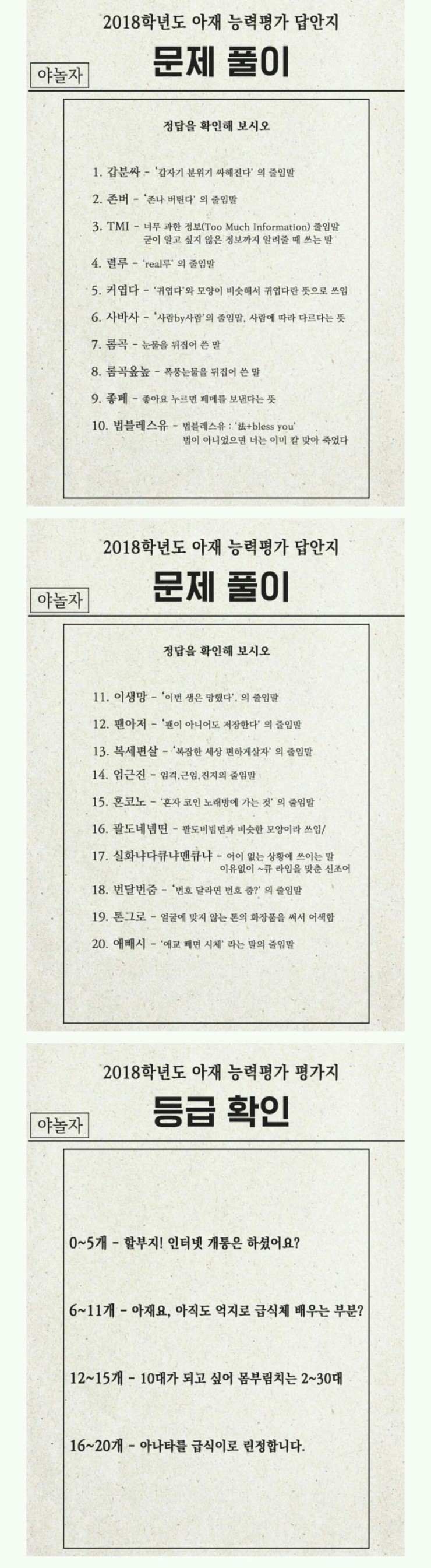 2018 신조어 테스트 | 인스티즈