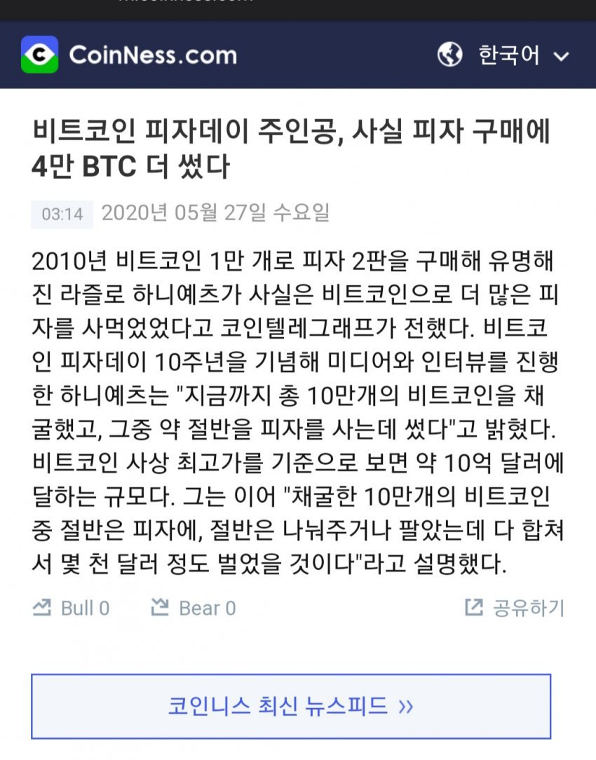 비트코인 만개로 피자 사먹은 사람 충격적인 사실.jpg - 웃긴자료 ‥‥‥‥‥、 - 도탁스 (DOTAX)
